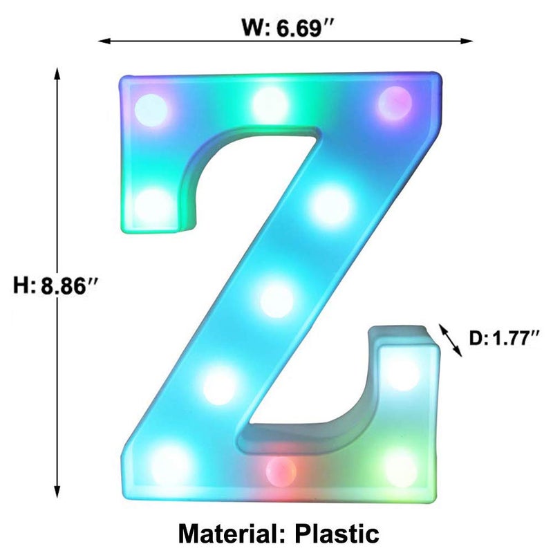 Pooqla Colorful Marquee Letters LED Light Up Letters with Remote, Party Birthday Letter with Lights Decorations for Classroom Room Dorm Home - Multicolor Letter Z - Image 5